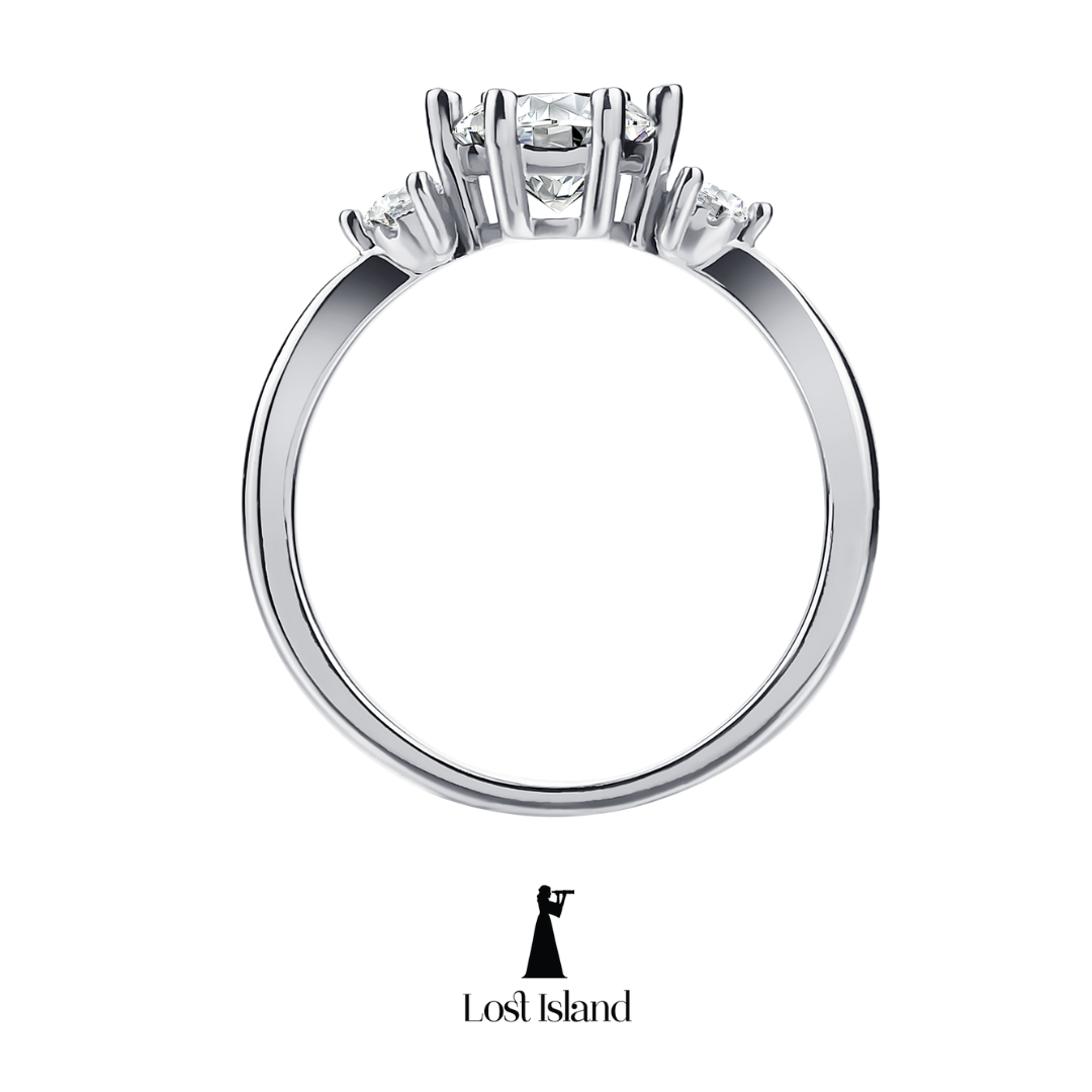 Anel Constelações Banhado a Ouro Branco com Moissanite