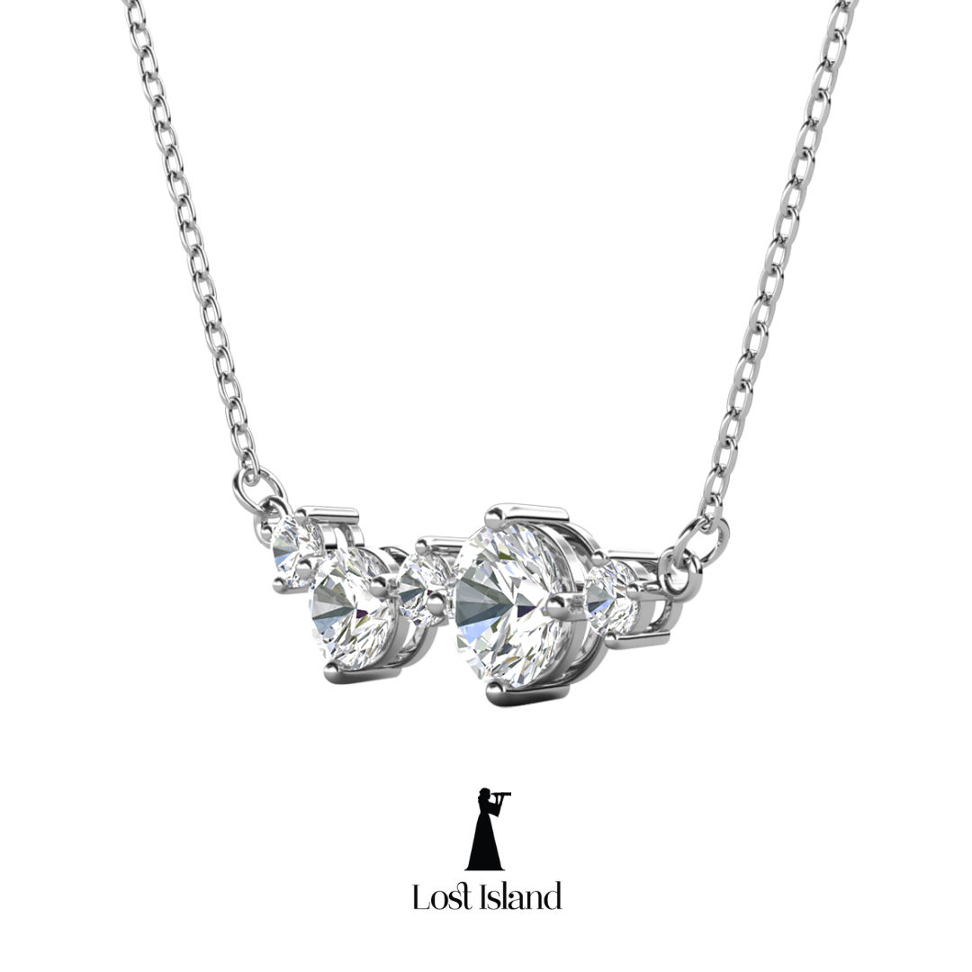 Colar Constelações Banhado a Ouro Branco com Moissanite