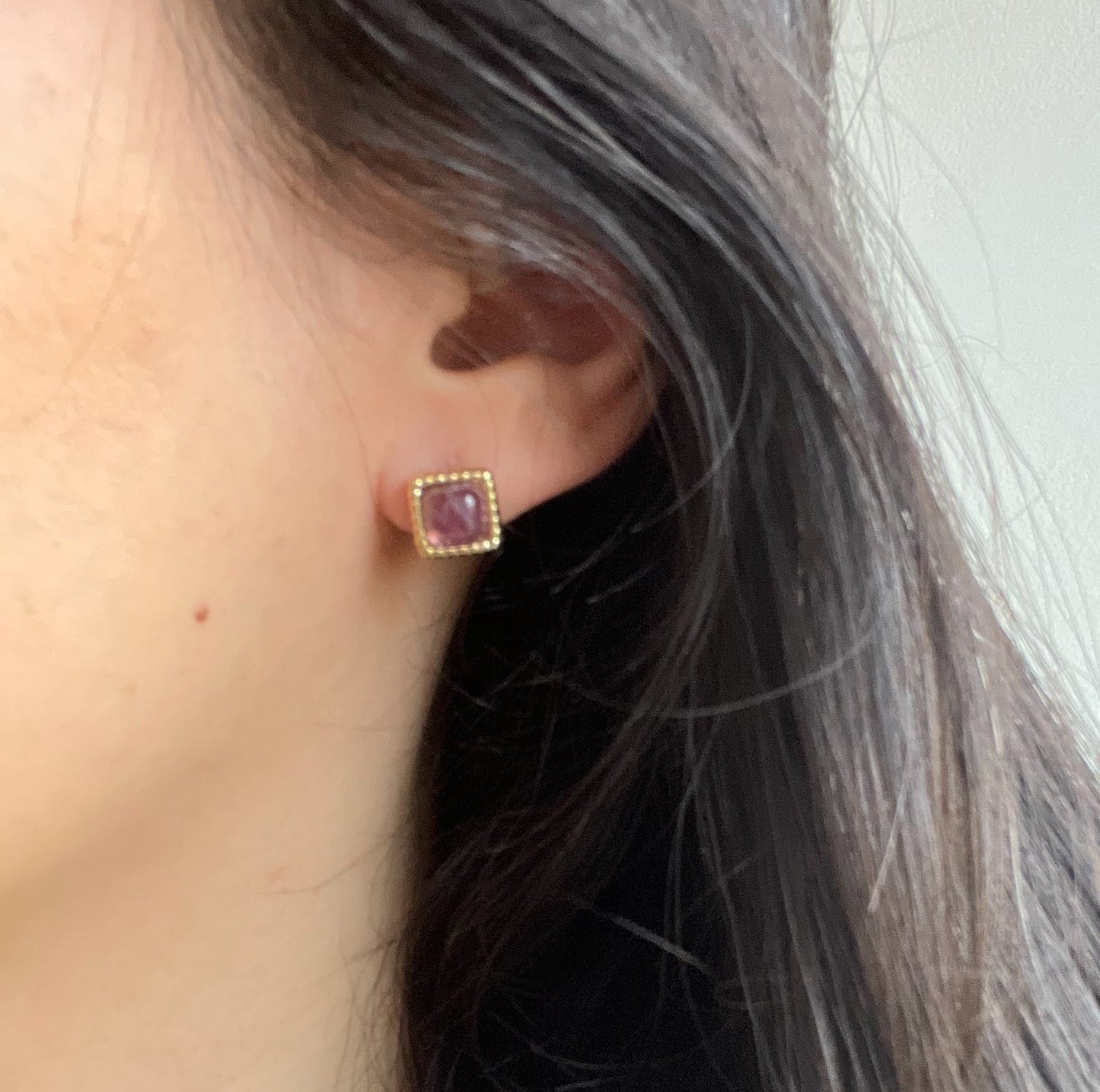 Brinco Stella Pedra Ametista Banho Ouro 18k