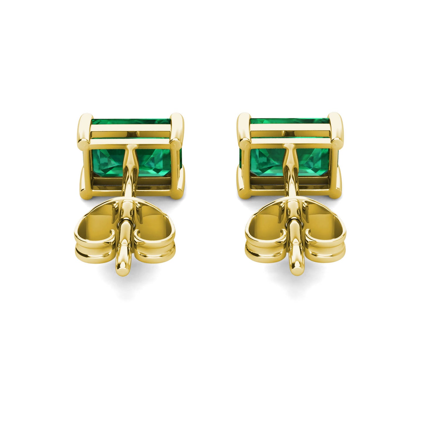 Brinco Luxo Minimalista Banhado a Ouro 18k com Gema Esmeralda Retangular 0,5ct