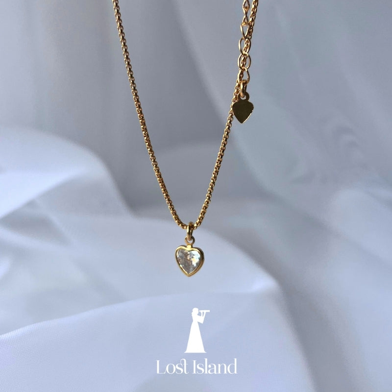 Colar Ponto de Luz de Coração Banho Ouro 18k