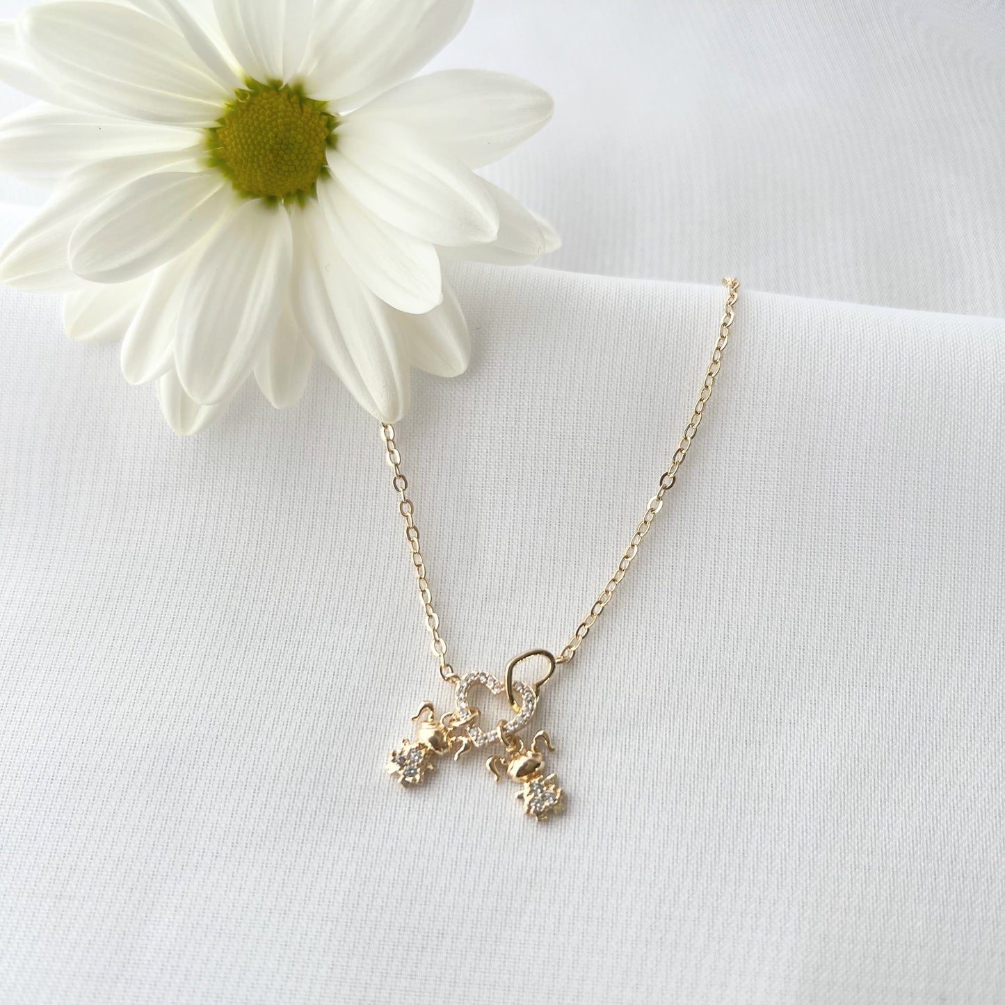 Pulseira Filhos Coração Cravejado Banho 18k