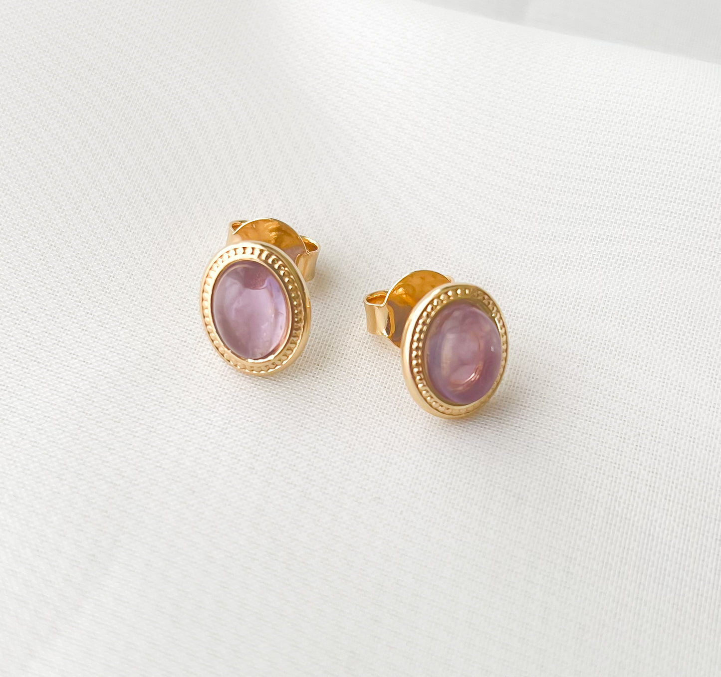 Brinco Valência Pedra Natural Ametista Banhado Ouro 18k