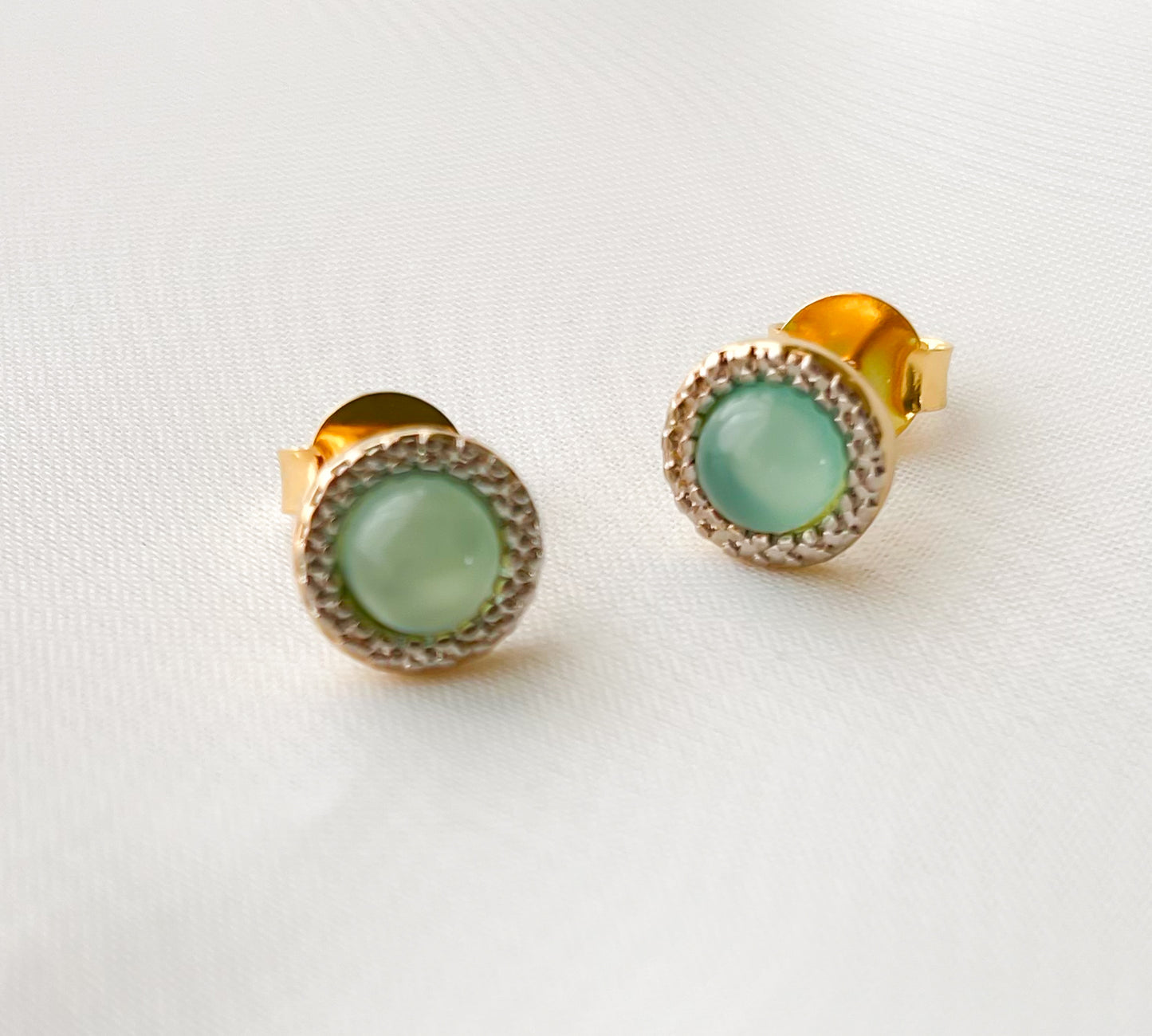 Brinco Quartzo Verde Banho Ouro 18k