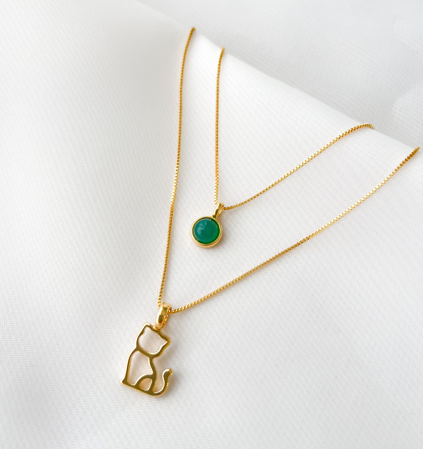 Colar Love Cat - Pedra Natural e Banhado a Ouro18k
