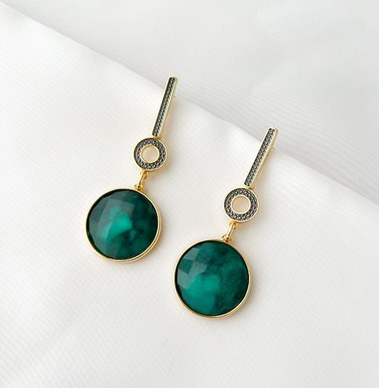 Brinco Esmeralda Rita Banhado a Ouro 18k