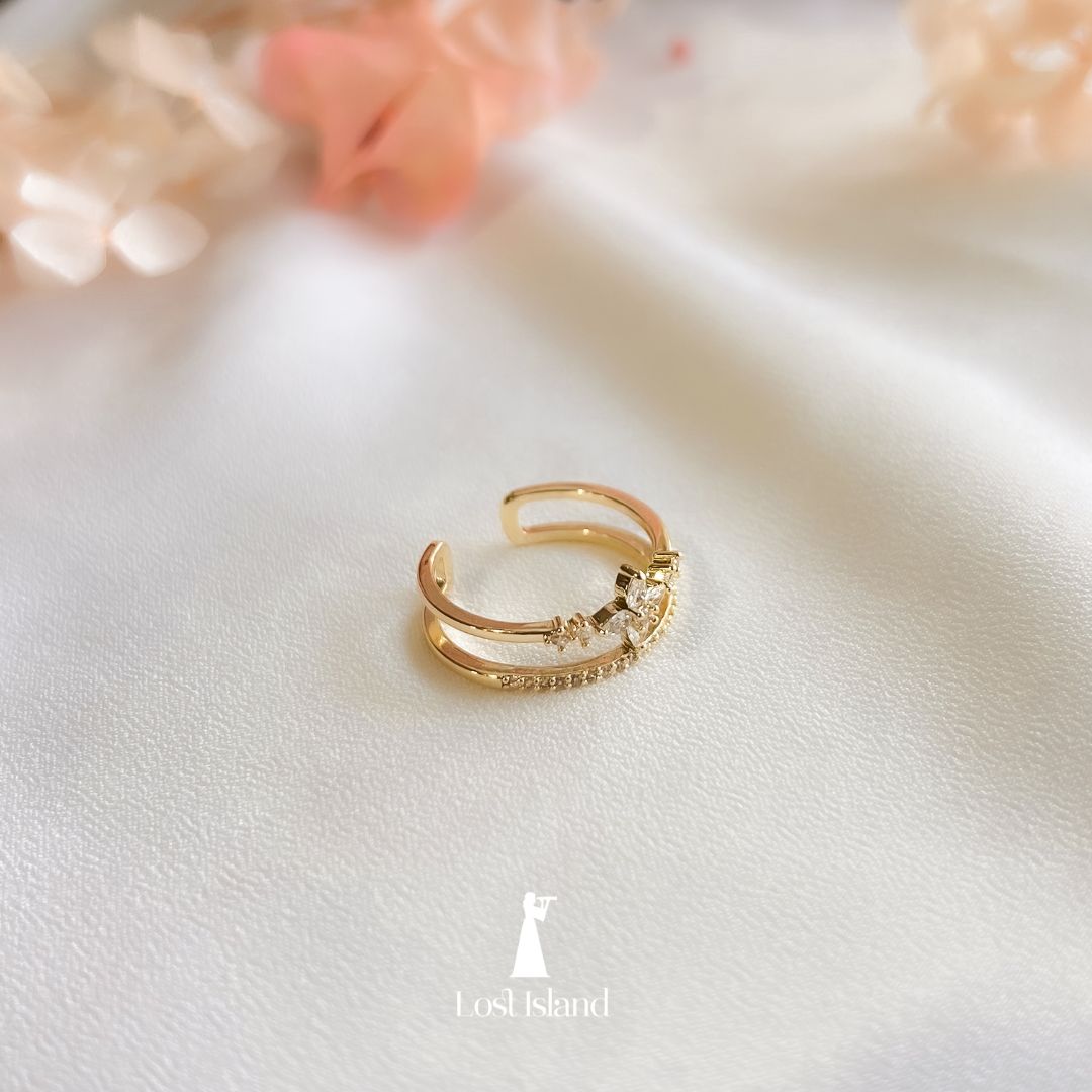 Anel Ajustável Estrela Banho 14K