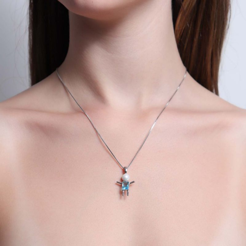 Colar e Pingente Filhos Cristais Coloridos Banho Ródio