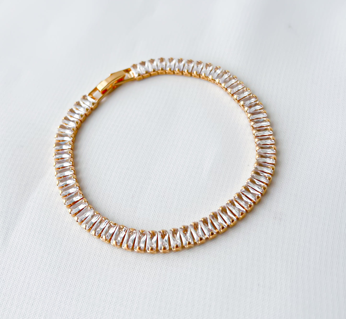 Pulseira Riviera Retangular G Banho Ouro 18k