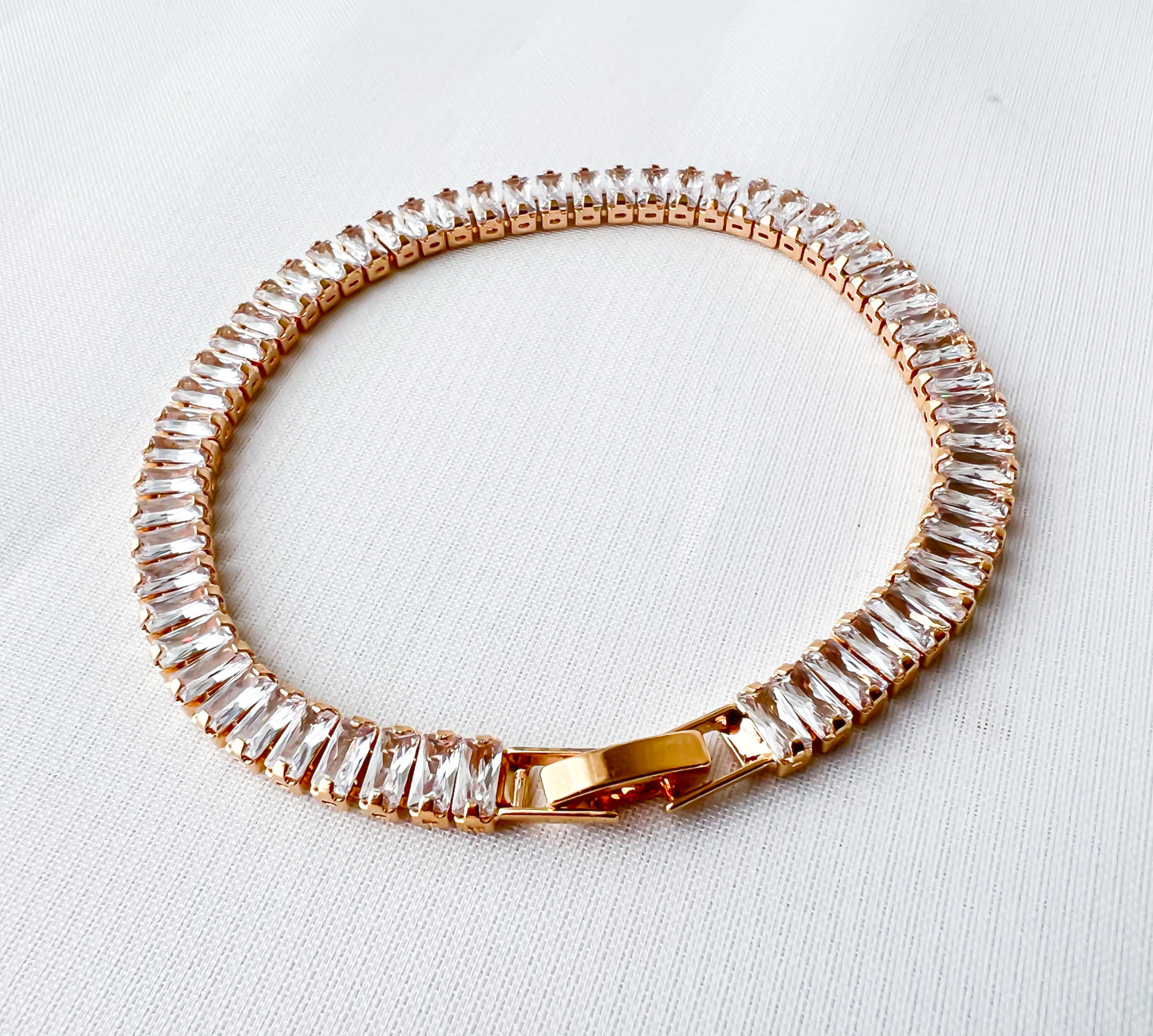 Pulseira Riviera Retangular G Banho Ouro 18k