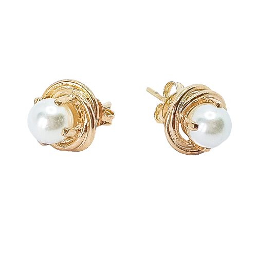 Trio de Brinco Ninho Banhado a Ouro 18k e Pérolas Shell