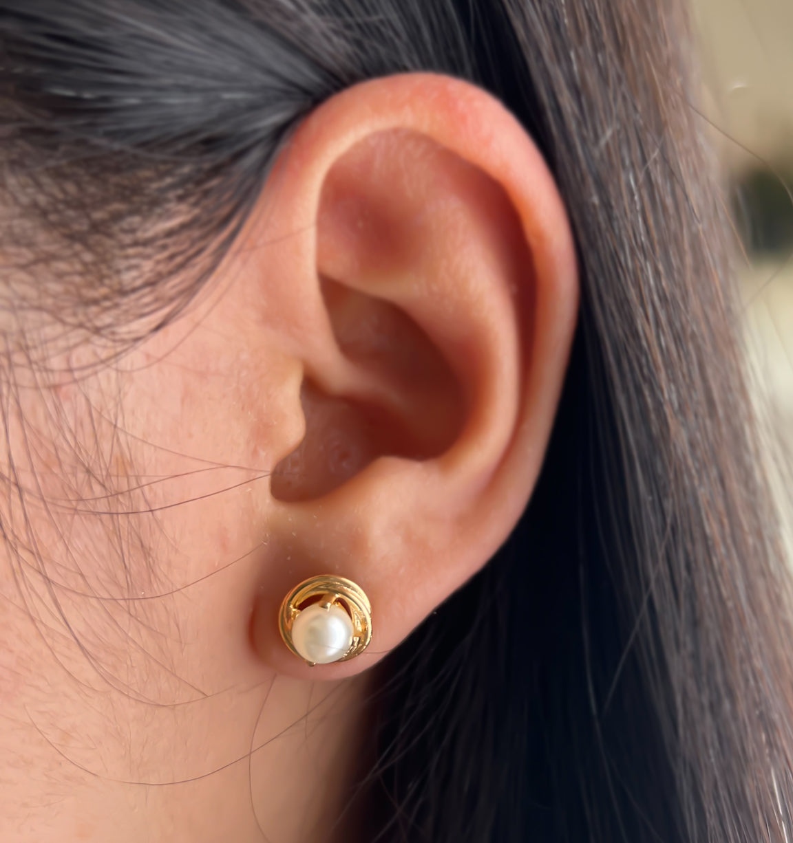 Trio de Brinco Ninho Banhado a Ouro 18k e Pérolas Shell