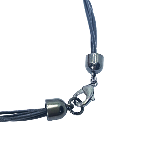 Colar Couro Trançado Pingente Lua