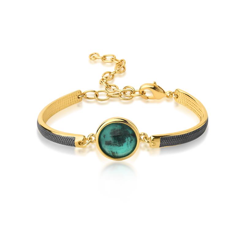 Pulseira de Esmeralda Banho a Ouro 18k