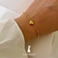 Pulseira Coração Maciço e Bolinha Banho Ouro 18k