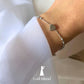 Pulseira Coração Maciço e Bolinha Banho Ródio