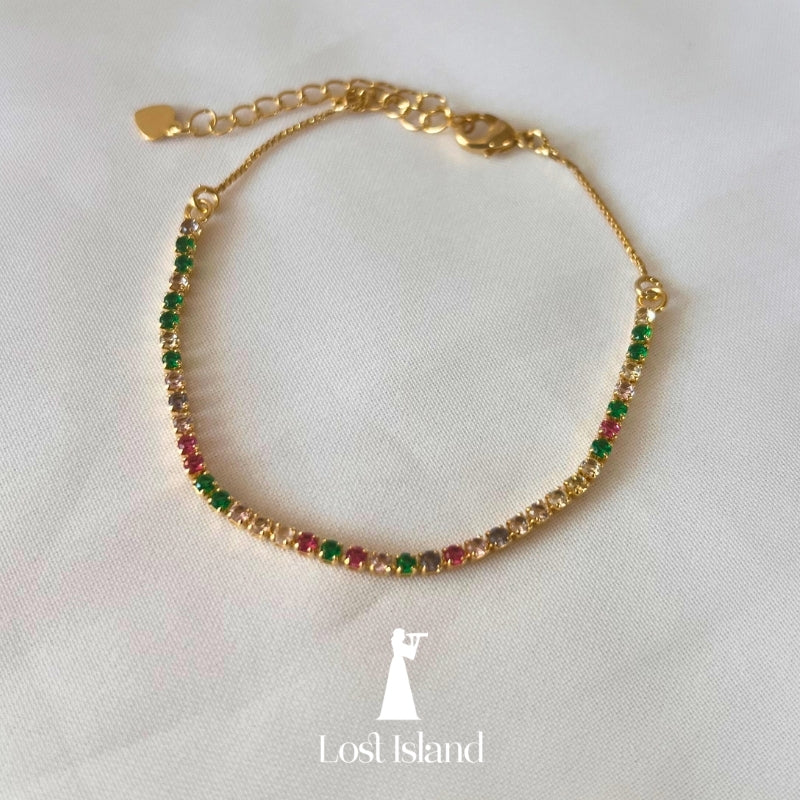 Pulseira Mini Riviera Colorido Banho Ouro 18k