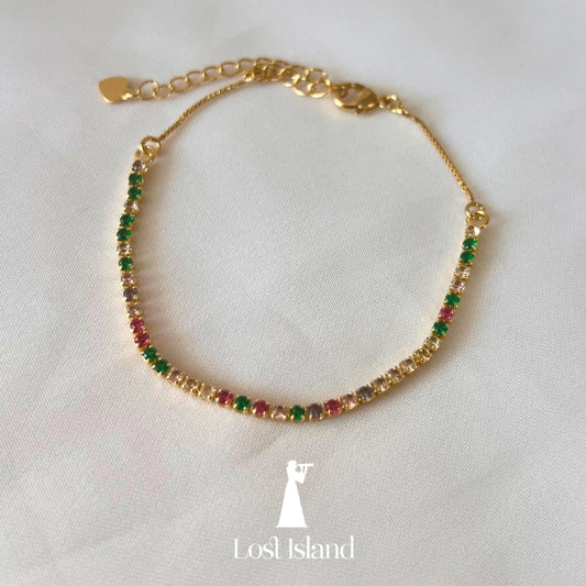 Pulseira Mini Riviera Colorido Banho Ouro 18k