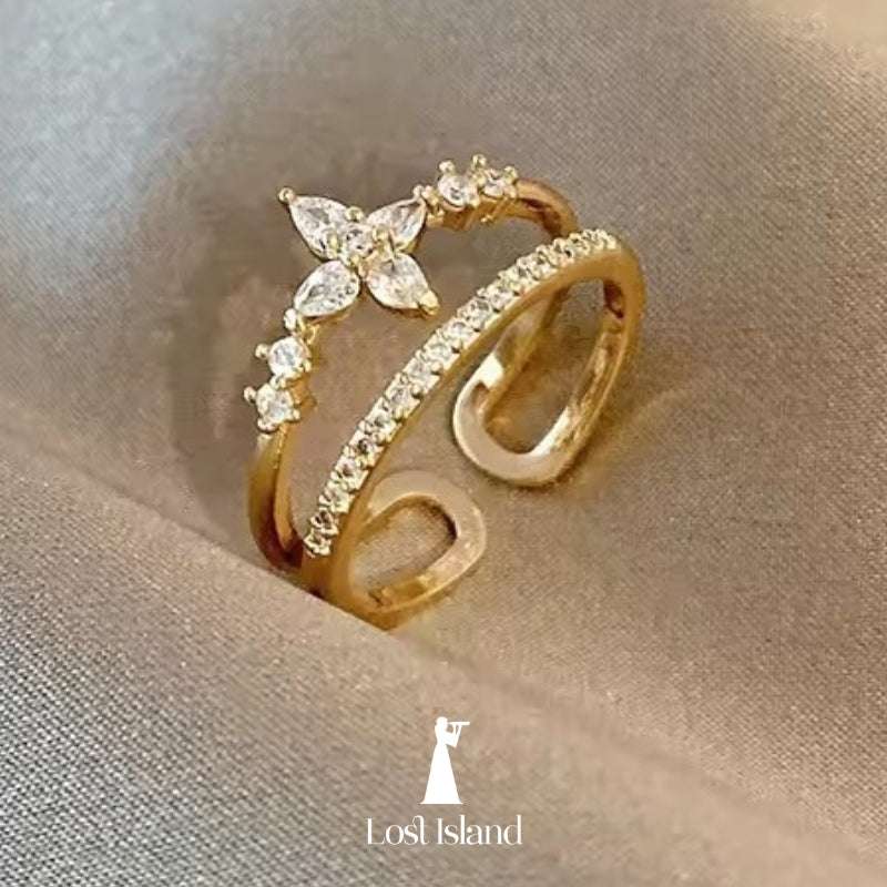 Anel Ajustável Estrela Banho 14K