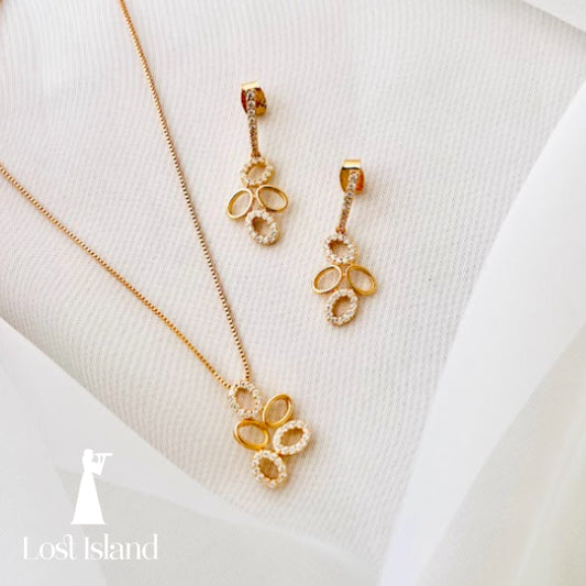 Conjunto Fino Folhas Banhado a Ouro 18k