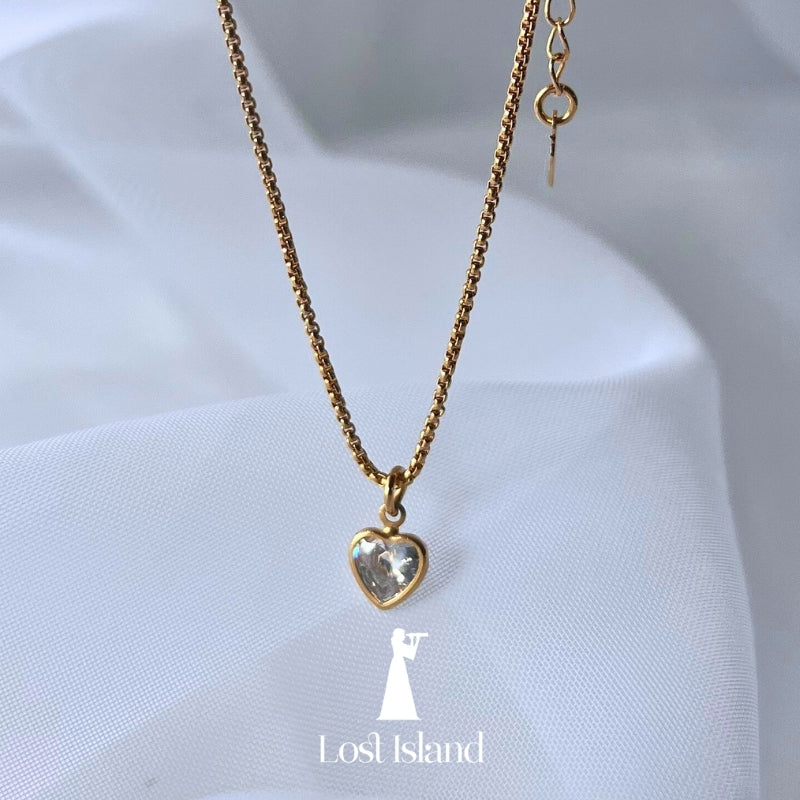 Colar Ponto de Luz de Coração Banho Ouro 18k
