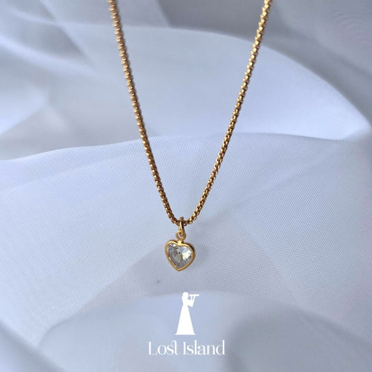 Colar Ponto de Luz de Coração Banho Ouro 18k