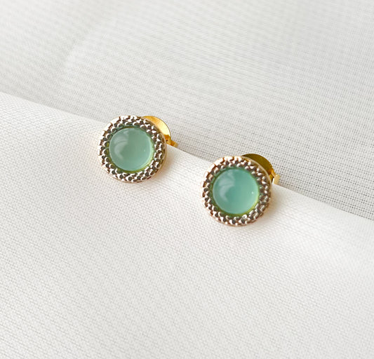 Brinco Quartzo Verde Banho Ouro 18k