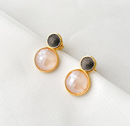 Brinco Quartzo Rosa Facetado Rose Mary