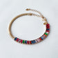 Pulseira Fita com Riviera Colorida Banho Ouro 18k