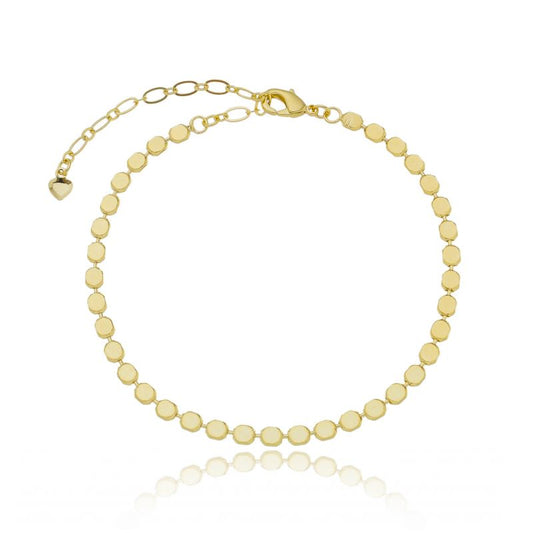 Pulseira Esfera Achatada Banho 18k
